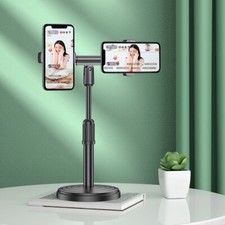 Cell Phone Tablet Holder Desk Stand Desktop Table Double Clamps For Live Stream