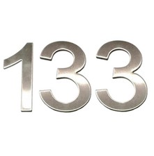 Stick-On House Numbers - No 133 - Stainless Steel - 10cm - Door, Fence, Gate