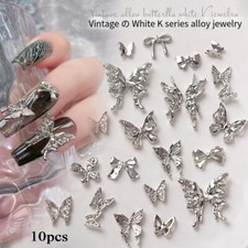 10pcs 3D Silver Bowknot Nail Rhinestones DIY Manicure Art Nail Jewelry Tips 🔥