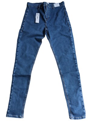 Topshop Joni Mid Blue Jeans Size 8 W26 L34 Super High Waisted Skinny | eBay  UK