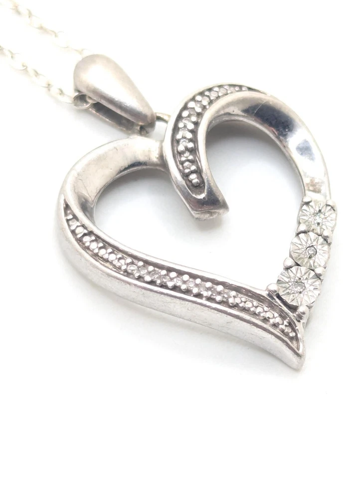 Collar Corazón Abierto Diamante Plata Esterlina Joyeros Kay 925 Amor Novia De Colección Foto 2 de 4