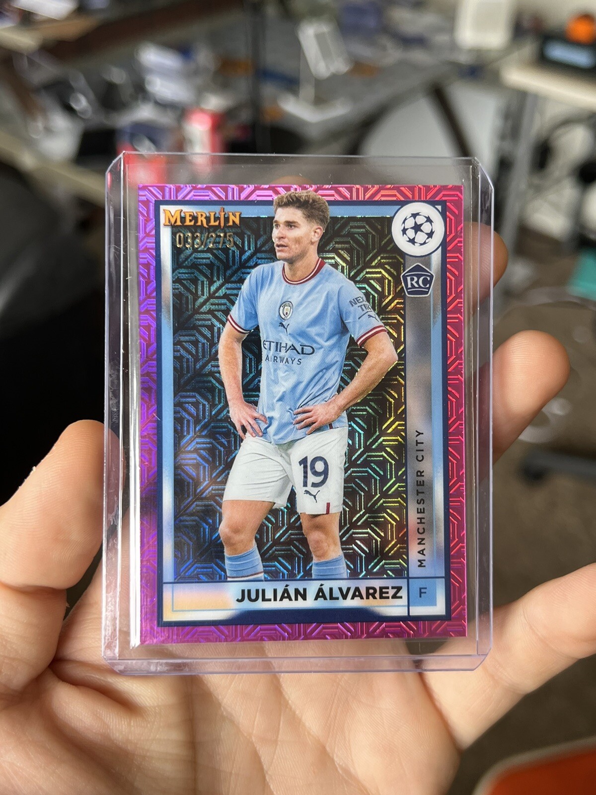 2022-23 Topps Merlin Chrome #94 Julian Alvarez RC Pink Mojo Refractor #'d /275