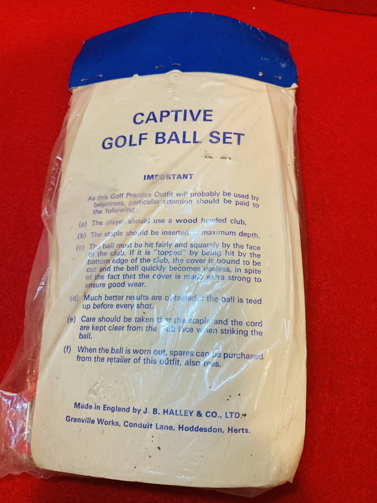 Vintage Antique Captive Golf Ball Set by J.B. Halley & Co., Ltd Made