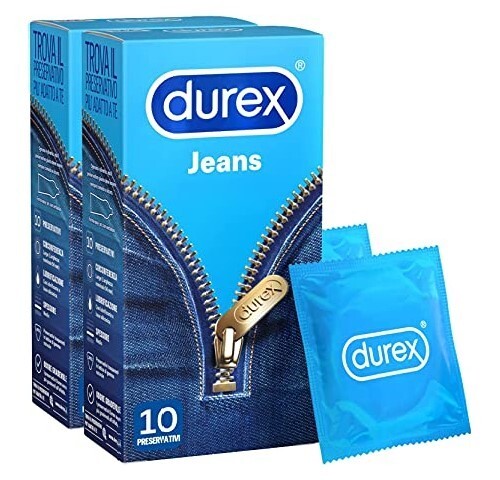 Durex Jeans Confezione da 10 unità spessore medio. Sensazione naturale. Durex Jeans Confezione da 10 unità spessore medio. Sensazione naturale.