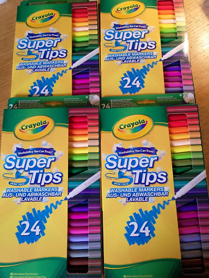 CRAYOLA Super Tips Washable Markers Felt Tip Pens: Pack of 24 (x4