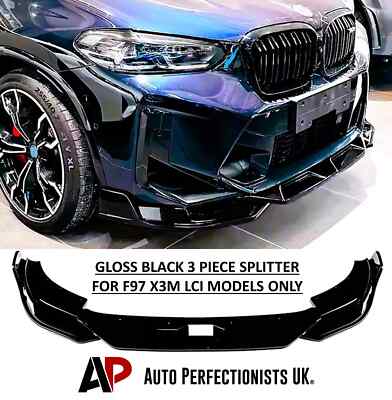 BMW X3M F97 LCI Gloss Black Front Splitter Spoiler Lip Wing Body Kit 2022+