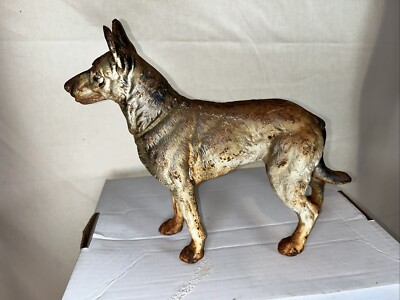 GERMAN SHEPHERD Antique Cast Iron Figural Dog Doorstop Decorative Art Statue