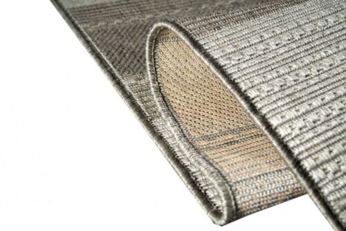Teppich Modern Flachgewebe Gestreift Sisal Optik Küchenteppich Küchenläufer Grau - Bild 6 von 7