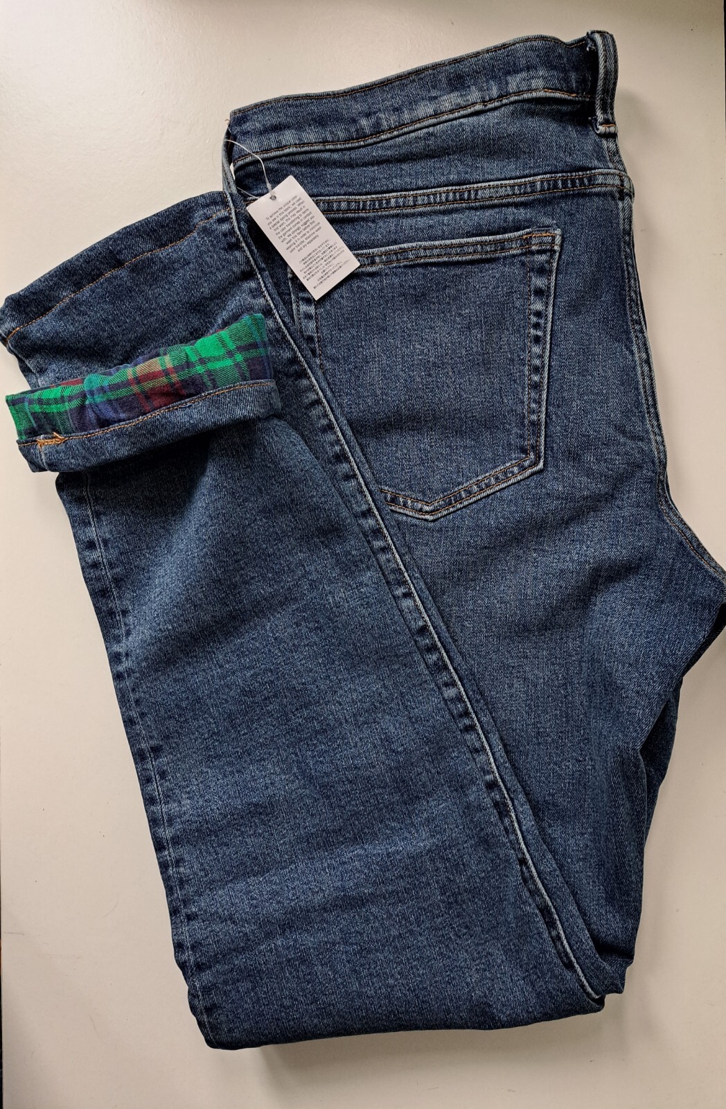 ex LANDS' END men's STRAIGHT FIT FLANNEL LINED WINTER JEAN W3242" / L