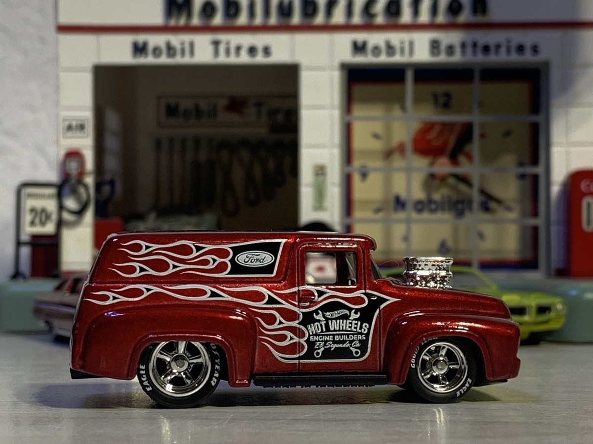 2024 Hot Wheels Burgundy 56 Ford Panel Van Flames 5-Pack Loose
