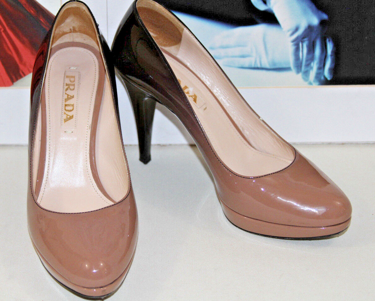 【PRADA】PATENT PUMPS Prada Degrade Patent Leather Platform Pump Sz 8 $720 #DS *P