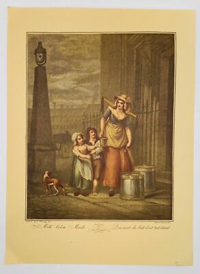 Francis Wheatley Cries of London Milk Below Maids Antique Art Print