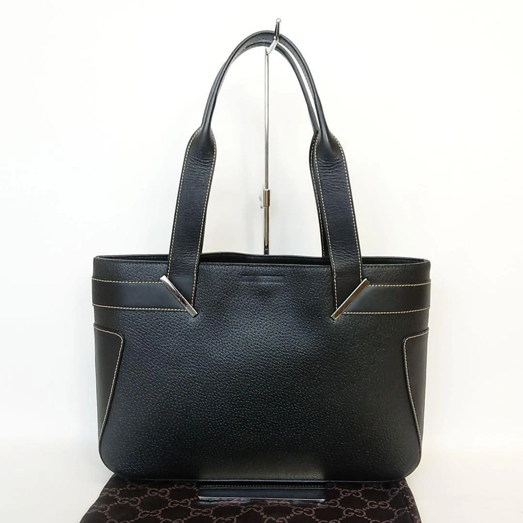 Sac à main Gucci, cuir véritable, noir, logo, femme bon état U2411