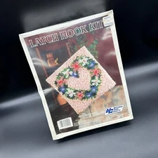 Vintage Heart Wreath Latch Hook Kit National Yarn Crafts 1986 Pink Wall Hanging