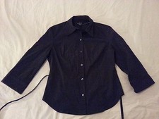 Womens Express Dress Shirt 7/8 Black Cotton