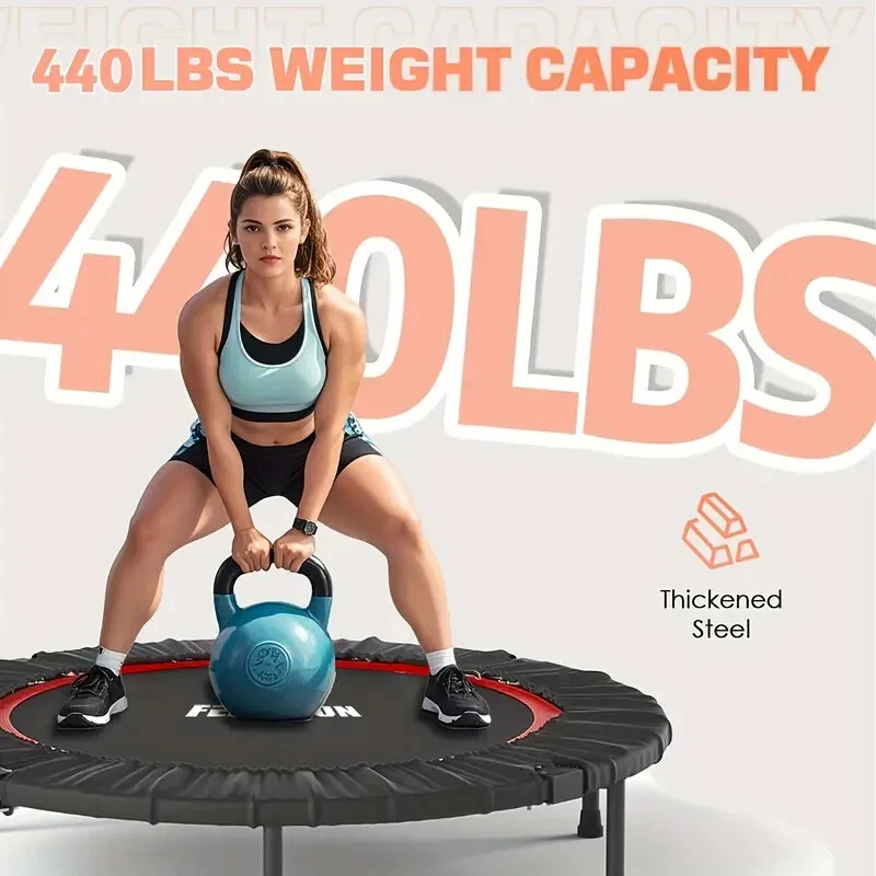 Trampolín Fitness Plegable con Barandilla Ajustable 48 Pulgadas Soporte Verde 440LB Foto 4 de 4