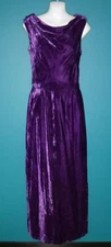 Vtg 50s 60s Handmade Purple Velvet Goddess Style Maxi Dress Gown Sz S/M