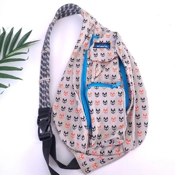 Sling Bag with Printed Strap-Black