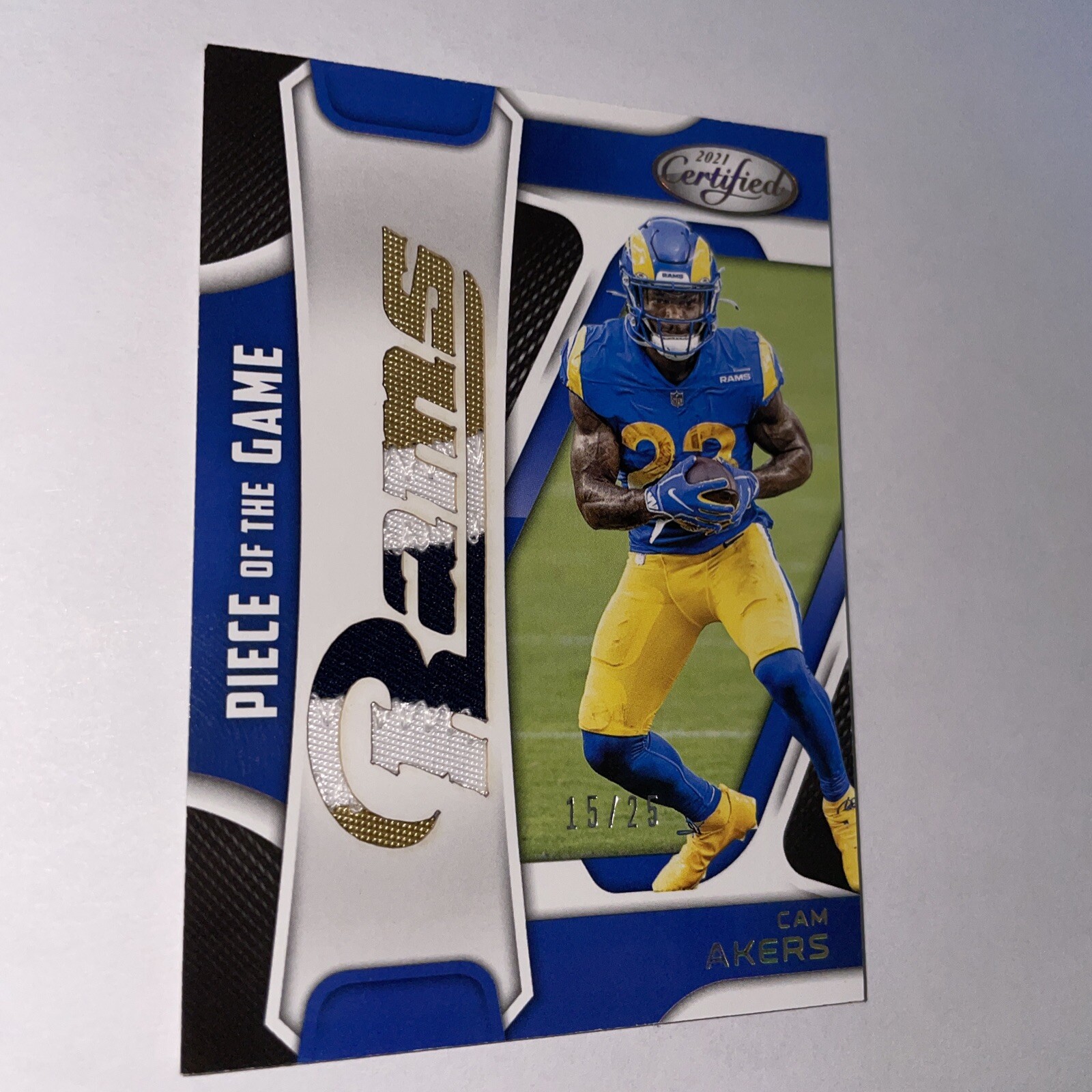 2021 Panini Certified Cam Akers POG-CA Gold Relic Card /25 MEM