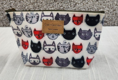 Color Garden Makeup Bag Cosmetic Bag Cat Kittens Pattern Bag Hand Made