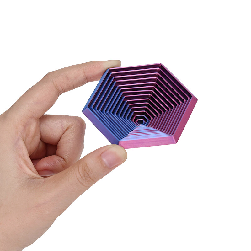 3D Printed Hexagonal Finger Spinner Spiral Cone Toy Vortex Thread ...