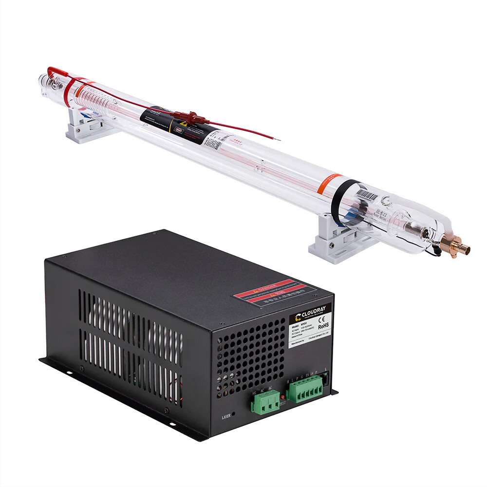 90W 100W CR Series Upgraded Metal Head CO2 Laser Tube & 110V CO2 Power Supply