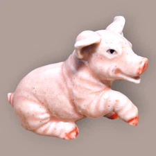 NORTHERN ROSE Pink Pig Sitting Porcelain Miniature Figurine New FREE SHIP R292A