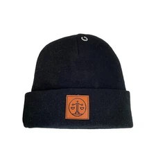 New Black Knit Beanie Unisex Libra Horoscope One Size NWOT