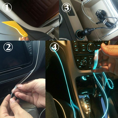 RGB Car Interior Led Strip Light Optic Fiber Atmosphere Lamp With App Control LM - Picture 2 of 10