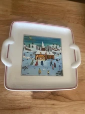 Villeroy Naif Christmas Handled Cake Plate snow scene