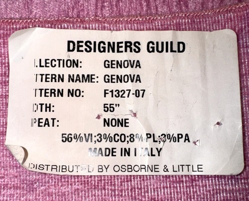 Genova by Designers Guild rosa Stoffmuster Osborne Little #4 - Bild 4 von 4