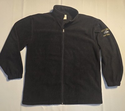 Vintage CUTTY SARK SCOTS WHISKEY - Full Zip Fleece Jacket Sweatshirt BLACK MEN'S