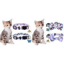 Cat Dog Collar With Bell Rainbow Butterfly Pattern Necklace Birthday Soft Gift