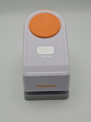 Fiskars 1.5'' LABEL Shape Punch. Cuts Thick Materials.Magnet Balsa Wood Cardboard