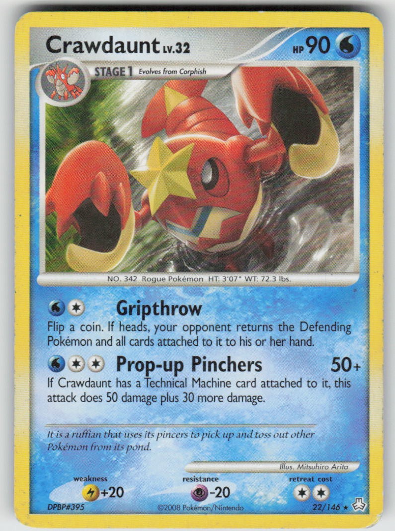 CRAWDAUNT - 22/146 - Heavily Played - Legends Awakened - Rare - Pokemon