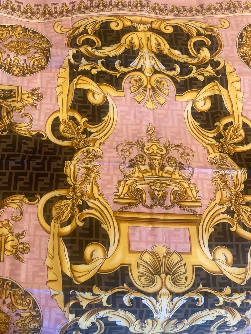 FENDI Fendace pink scarf in Zucca print, collaboration with