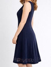 Jessica Howard Sleeveless Navy Blue A-Line Dress Lace Hem Size 16 NWOT $89