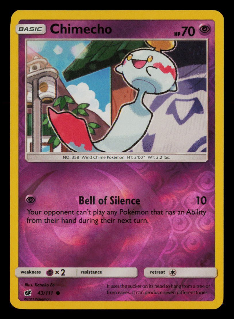 Chimecho 43/111 Common Crimson Invasion Pokemon Reverse Holo Near Mint