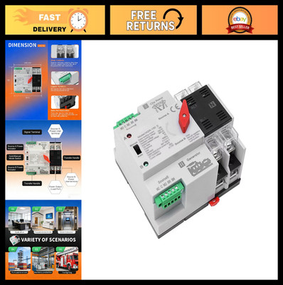 Mini ATS Transfer Switch 2P 100A AC110V - Dual Power Switch for Home Generator,