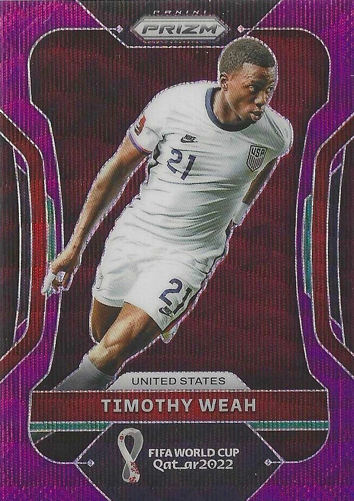 2022 Panini Prizm FIFA World Cup Timothy Weah Purple Wave /99