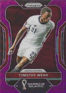 2022 Panini Prizm FIFA World Cup Timothy Weah Purple Wave /99
