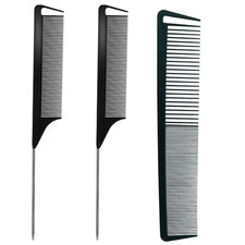 3 Pcs Rat Tail Comb Parting Combs for Braids Barber Styling Combs Carbon Fiber T