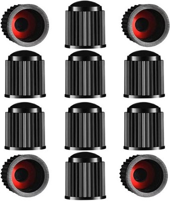 Sealing Ring Tire Valve Stem Caps (12pcs) Black