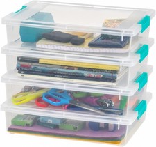 Stackable Plastic Storage Bins Craft Organizer Containers With Latching Lids