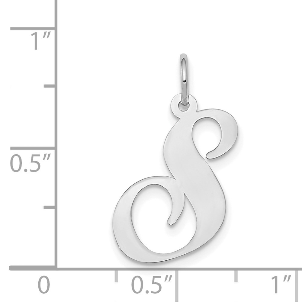 Large Fancy Script Letters 14k White Gold Large Fancy Script Letter S Initial Charm | eBay