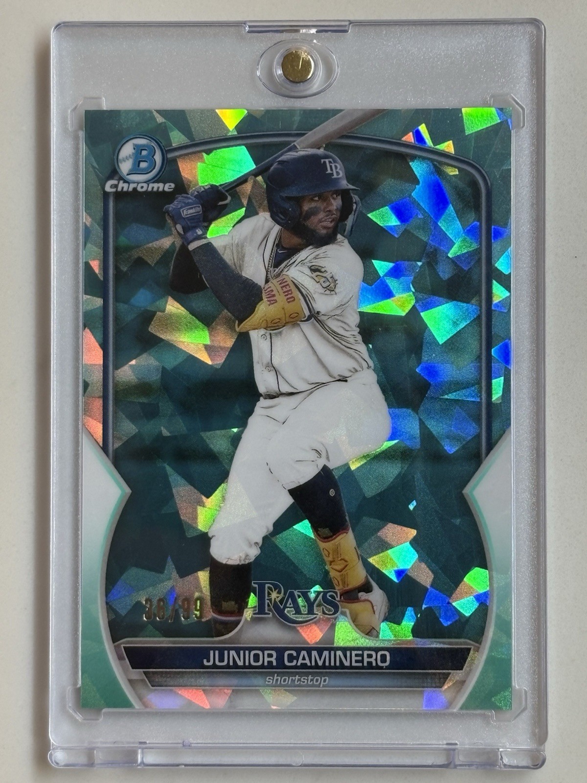 2023 Bowman Chrome Sapphire Junior Caminero Prospects Aqua /99 #BCP162 Tampa Bay