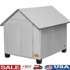 Weatherproof Outdoor Dog House Insulated Raised Pet Shelter Removable Mat New