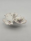 Vintage Porcelain Chamberstick Candle Holder Floral Gold Trim Leaf Shape — photo 4