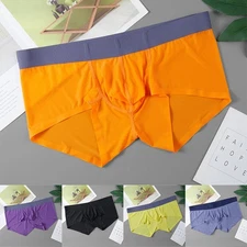 27) Breathable Ice Silk Boxer Briefs for Men Sheer Trunks with Bulge Pouch