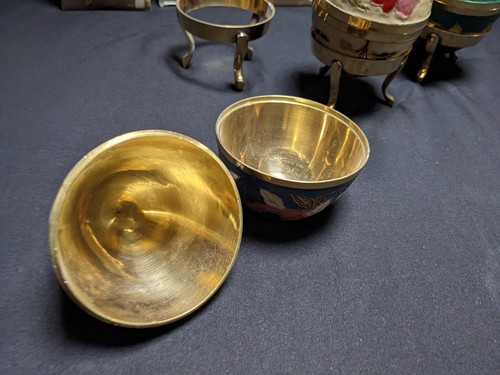 Lot of 8 Vintage Cloisonne Style Egg Trinket Boxes Enamel on Brass 1+ Pound Each - Picture 5 of 7